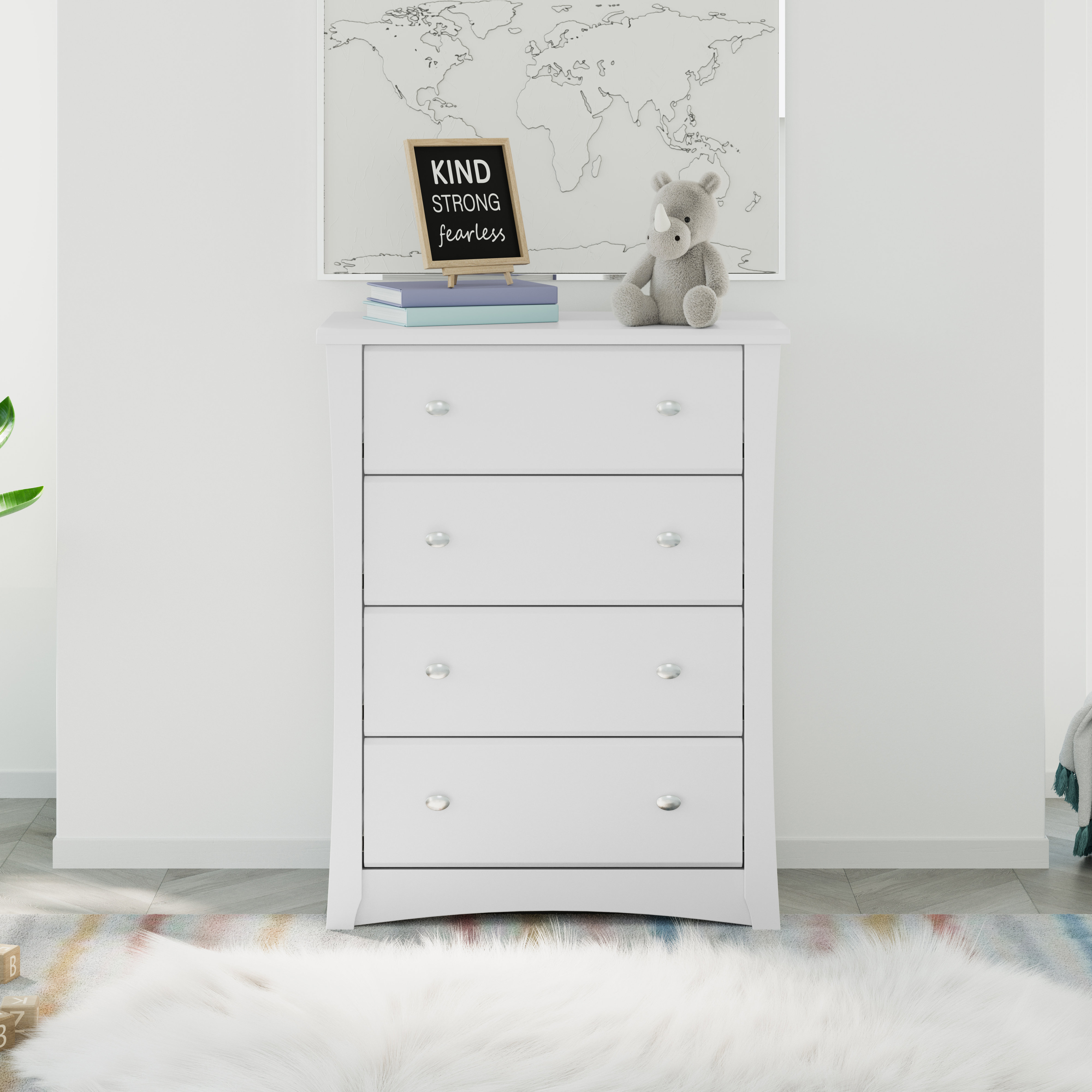 Stork Craft Crescent 4 Drawer Dresser White